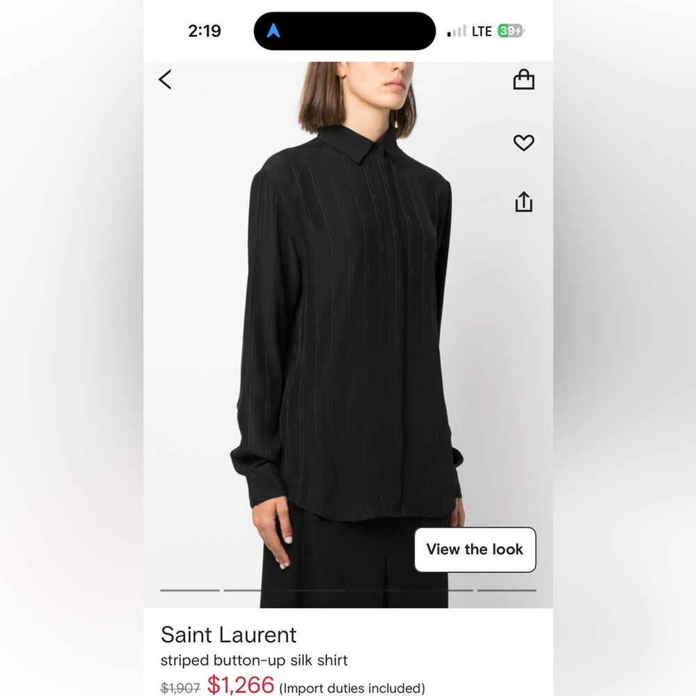 Saint Laurent Black Striped Silk Shirt